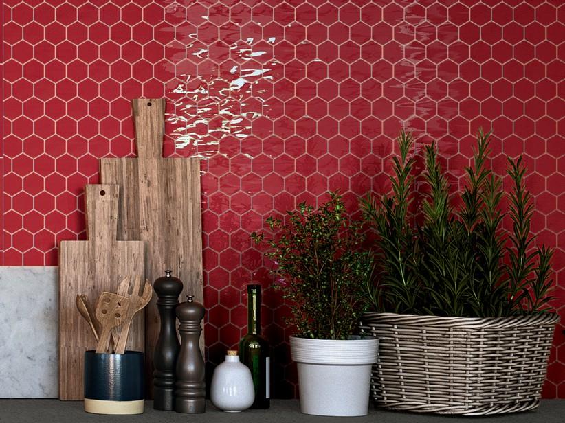 Mosaïque hexagonale Intinta Rubino 28,8x33,3 rouge brillant | IperCeramica Mosaïque hexagonale Intinta Rubino 28,8x33,3 rouge brillant | IperCeramica