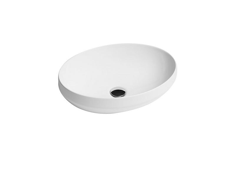 Lavabo à poser Decus ovale 50 cm en céramique blanc mat | IperCeramica Lavabo à poser Decus ovale 50 cm en céramique blanc mat | IperCeramica