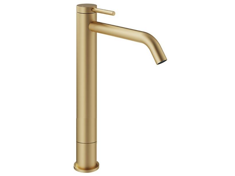Mitigeur de lavabo haut XL Stelo monocommande sans bonde économie d’eau or satiné | IperCeramica Mitigeur de lavabo haut XL Stelo monocommande sans bonde économie d’eau or satiné | IperCeramica