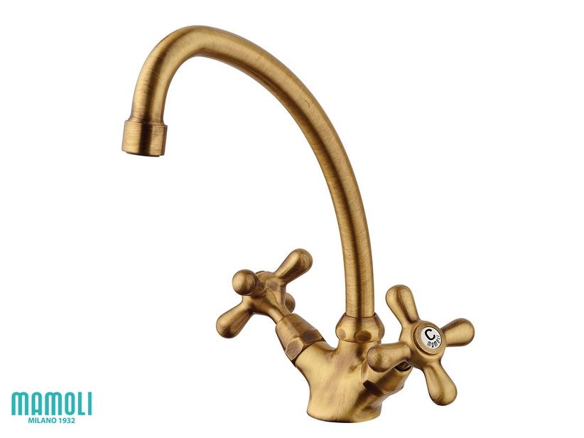 Mélangeur d'évier Epoque avec sortie tuyau sans bonde monotrou bronze | IperCeramica Mélangeur d'évier Epoque avec sortie tuyau sans bonde monotrou bronze | IperCeramica