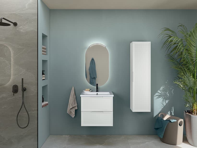 Meuble salle de bains Modula 61 2 tiroirs blanc mat avec lavabo Unitop céramique Smart | IperCeramica Meuble salle de bains Modula 61 2 tiroirs blanc mat avec lavabo Unitop céramique Smart | IperCeramica