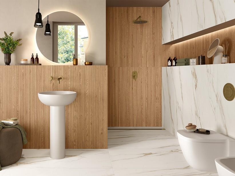Mosaïque Essenza Marrone Stick 20x120 grès cérame effet chêne marron | IperCeramica Mosaïque Essenza Marrone Stick 20x120 grès cérame effet chêne marron | IperCeramica