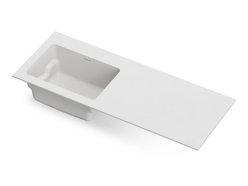 Lavabo lavoir Okry 130x50 cm vasque gauche blanc mat | IperCeramica Lavabo lavoir Okry 130x50 cm vasque gauche blanc mat | IperCeramica