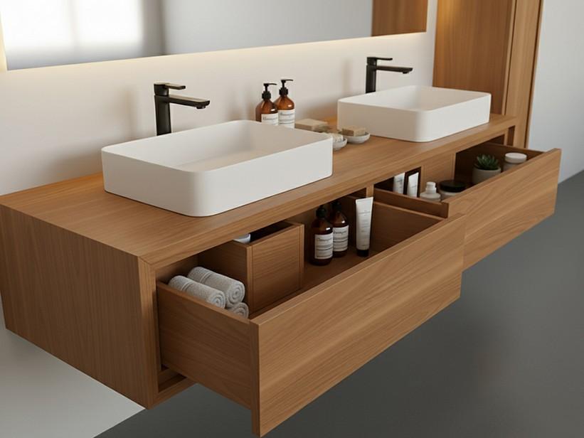 Base porte-lavabo Osaka 140 cm Teck | IperCeramica Base porte-lavabo Osaka 140 cm Teck | IperCeramica