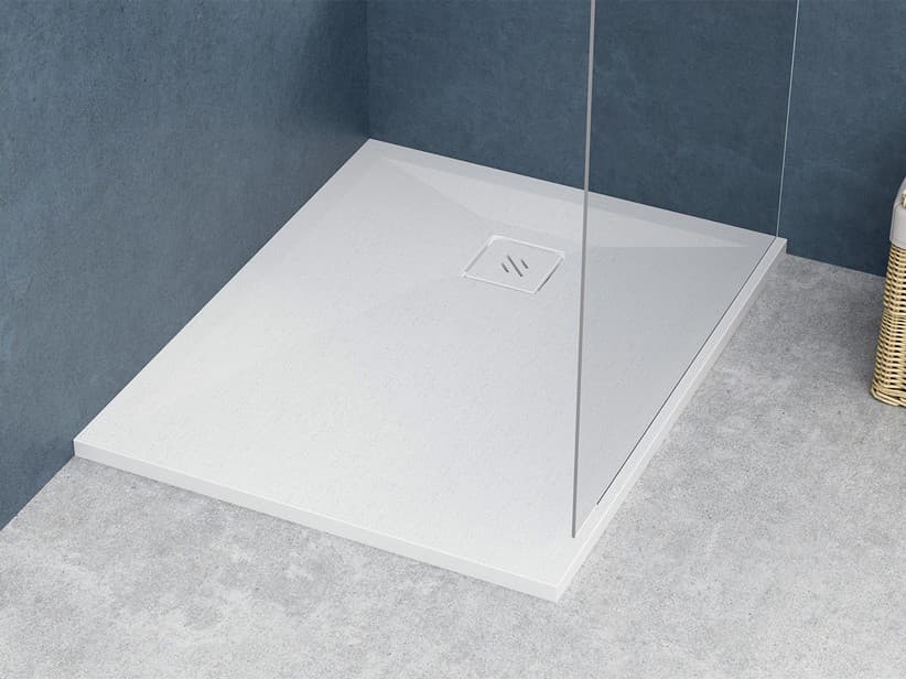 Receveur de douche Feng 80x100 H3 cm résine effet tissu blanc | IperCeramica Receveur de douche Feng 80x100 H3 cm résine effet tissu blanc | IperCeramica