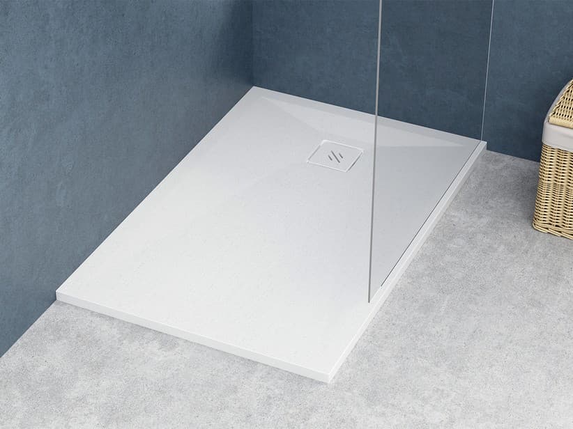 Receveur de douche Feng 80x120 H3 cm résine effet tissu blanc | IperCeramica Receveur de douche Feng 80x120 H3 cm résine effet tissu blanc | IperCeramica