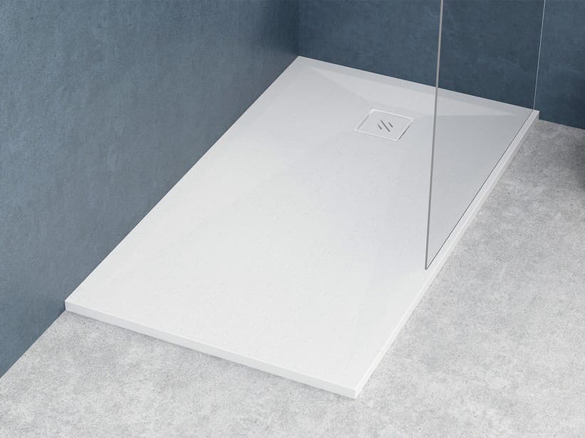 Receveur de douche Feng 80x140 H3 cm résine effet tissu blanc | IperCeramica Receveur de douche Feng 80x140 H3 cm résine effet tissu blanc | IperCeramica