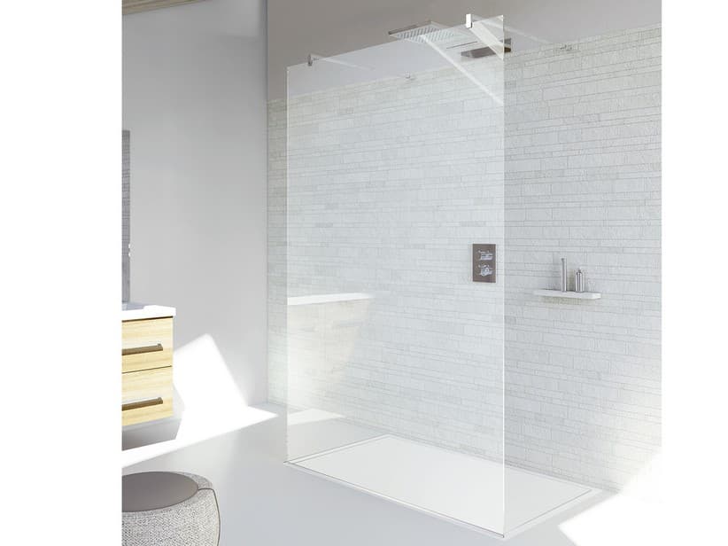 Paroi de douche à l'italienne Plano en îlot 166xH200 cm verre 8 mm transparent chrome | IperCeramica Paroi de douche à l'italienne Plano en îlot 166xH200 cm verre 8 mm transparent chrome | IperCeramica