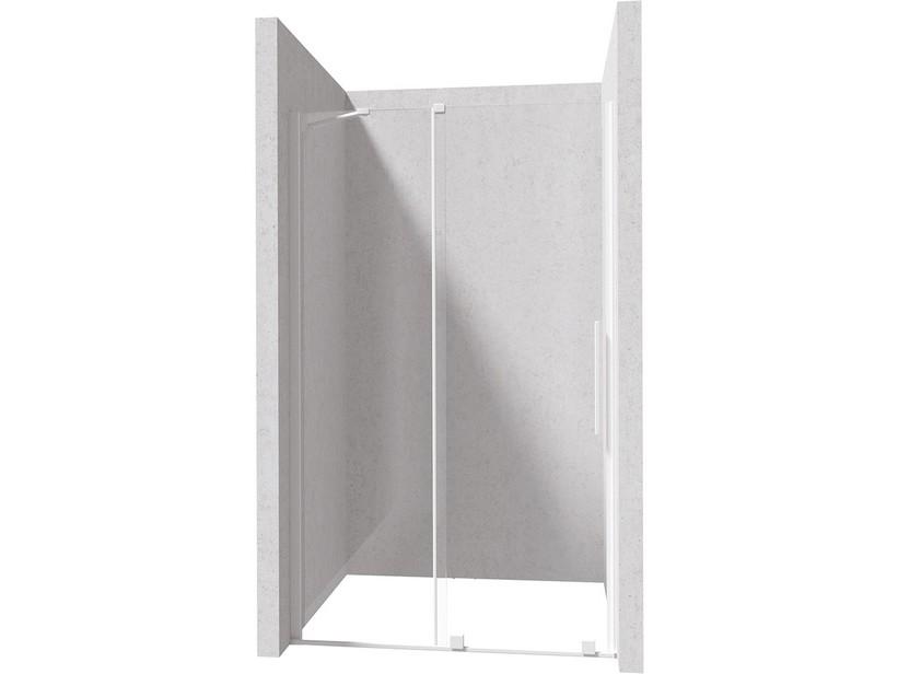 Porte de douche coulissante Prizma 90 cm h195 verre transparent blanc mat | IperCeramica Porte de douche coulissante Prizma 90 cm h195 verre transparent blanc mat | IperCeramica