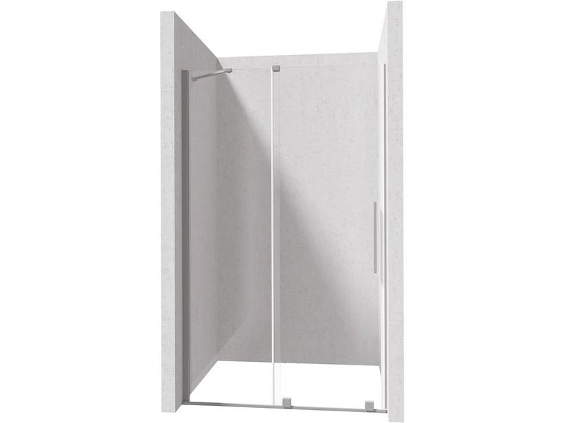 Porte de douche coulissante Prizma 90 cm h195 verre transparent inox brossé | IperCeramica Porte de douche coulissante Prizma 90 cm h195 verre transparent inox brossé | IperCeramica