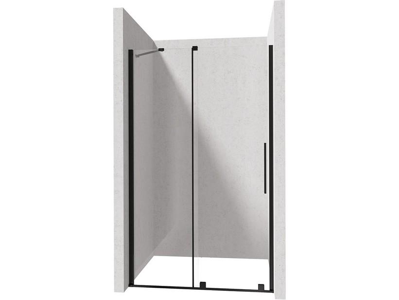 Porte de douche coulissante Prizma 90 cm h195 verre transparent noir mat | IperCeramica Porte de douche coulissante Prizma 90 cm h195 verre transparent noir mat | IperCeramica