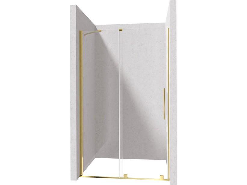 Porte de douche coulissante Prizma 90 cm h195 verre transparent or brillant | IperCeramica Porte de douche coulissante Prizma 90 cm h195 verre transparent or brillant | IperCeramica