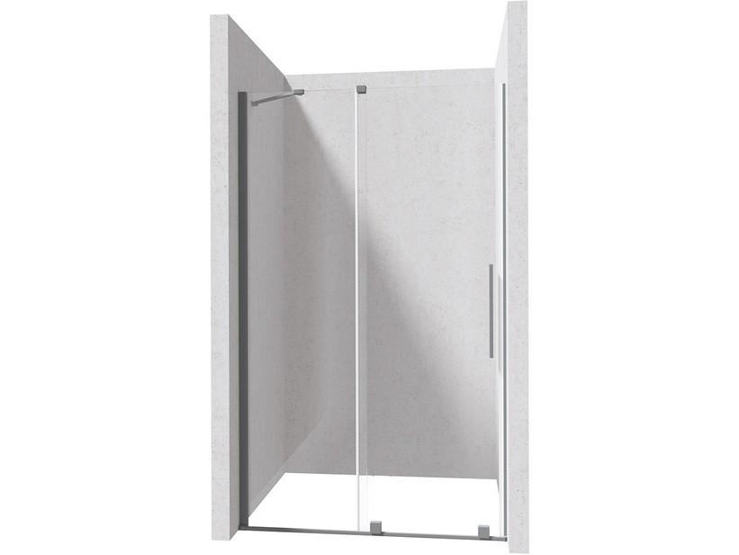 Porte de douche coulissante Prizma 90 cm h195 verre transparent titane | IperCeramica Porte de douche coulissante Prizma 90 cm h195 verre transparent titane | IperCeramica
