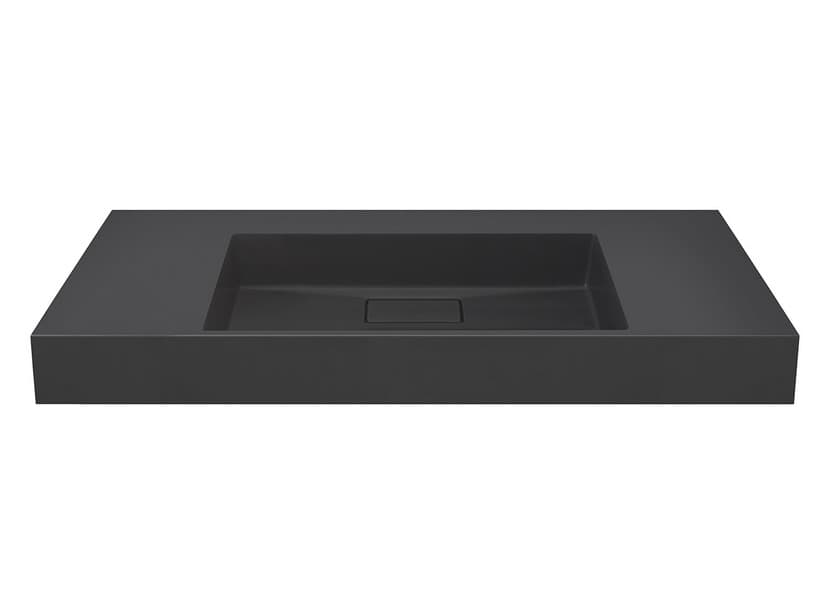 Lavabo Unitop Quadro 120x48 cm vasque centrale résine anthracite mat | IperCeramica Lavabo Unitop Quadro 120x48 cm vasque centrale résine anthracite mat | IperCeramica