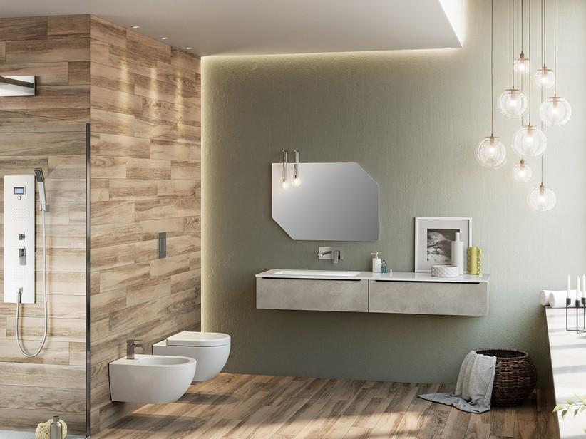 Meuble de salle de bains Trendy 180 cm 2 tiroirs lavabo gauche Hide blanc brillant | IperCeramica Meuble de salle de bains Trendy 180 cm 2 tiroirs lavabo gauche Hide blanc brillant | IperCeramica
