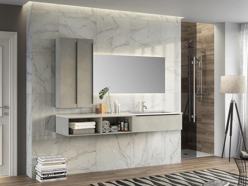Meuble de salle de bains Trendy 190 1 tiroir lavabo droit Hide blanc mat | IperCeramica Meuble de salle de bains Trendy 190 1 tiroir lavabo droit Hide blanc mat | IperCeramica
