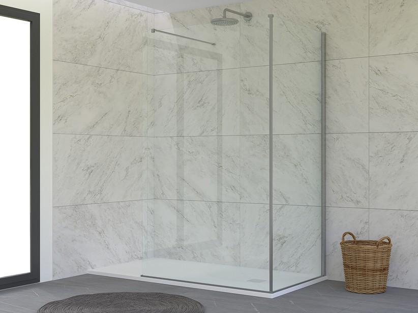 Douche à l’italienne Miro’ 2 parois perpendiculaires 139x80 cm H200 Ext 78/80 verre 6 mm transparent et profilés chrome | IperCeramica Douche à l’italienne Miro’ 2 parois perpendiculaires 139x80 cm H200 Ext 78/80 verre 6 mm transparent et profilés chrome | IperCeramica