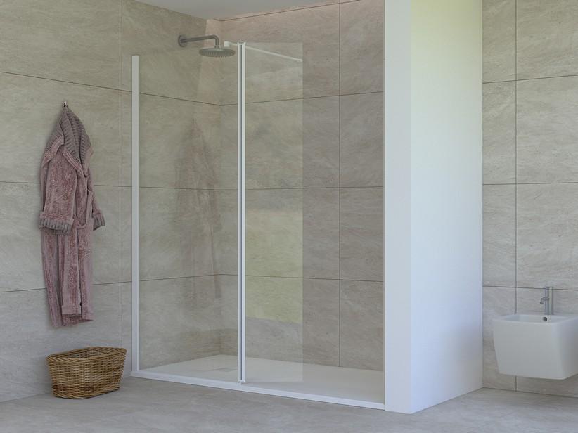 Douche à l’italienne Miro’ 90 cm H200 Ext 88,5/90 gauche avec déflecteur verre 6 mm transparent et profilés blanc mat | IperCeramica Douche à l’italienne Miro’ 90 cm H200 Ext 88,5/90 gauche avec déflecteur verre 6 mm transparent et profilés blanc mat | IperCeramica