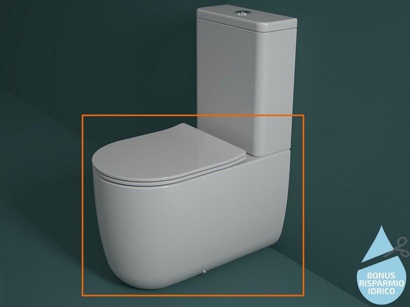 WC monobloc Solana Rimless 62x36 cm adossé au mur blanc brillant à économie d’eau | IperCeramica WC monobloc Solana Rimless 62x36 cm adossé au mur blanc brillant à économie d’eau | IperCeramica