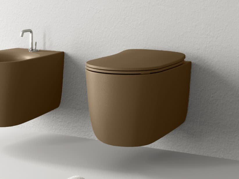WC suspendu Nolita rimless brun mat | IperCeramica WC suspendu Nolita rimless brun mat | IperCeramica