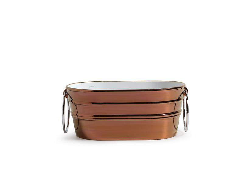 Hänge-/Aufsatzwaschbecken Tinozza 60X40Xh25 mit Ringen aus glänzender Keramik Kupfer | IperCeramica Hänge-/Aufsatzwaschbecken Tinozza 60X40Xh25 mit Ringen aus glänzender Keramik Kupfer | IperCeramica