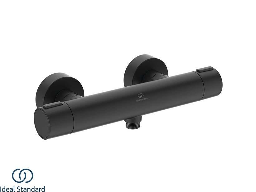 Aufputz-Thermostatarmatur für Dusche, 1-Weg, Seidenschwarz | IperCeramica Aufputz-Thermostatarmatur für Dusche, 1-Weg, Seidenschwarz | IperCeramica