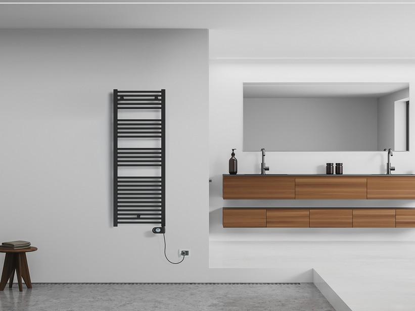 Handtuch-Designheizkörper Evo Edelweiss 48xH137,5 cm Schwarz Matt | IperCeramica Handtuch-Designheizkörper Evo Edelweiss 48xH137,5 cm Schwarz Matt | IperCeramica