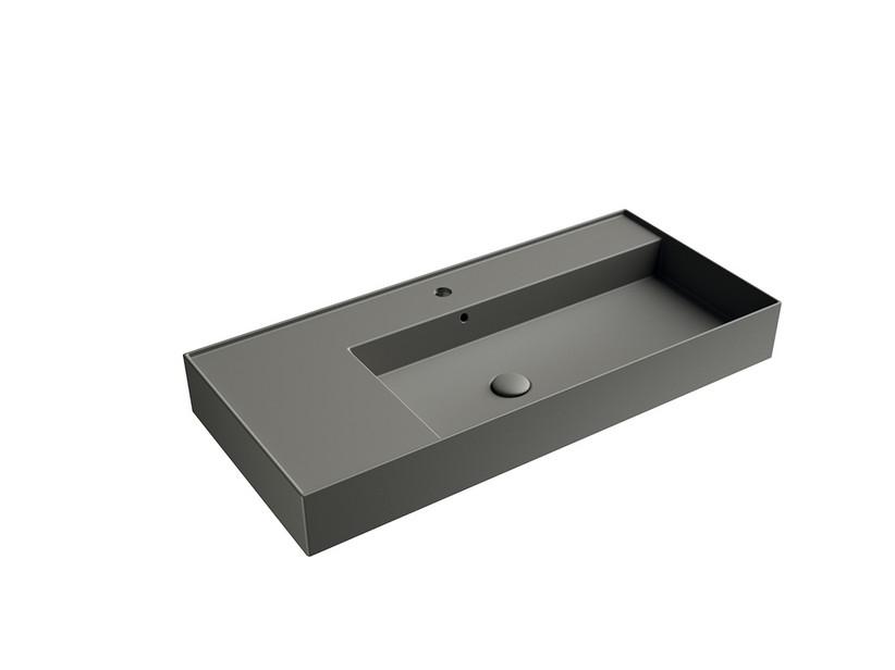 Waschbecken Unitop Twenty rechtes Becken 101x46 cm Grau matt | IperCeramica Waschbecken Unitop Twenty rechtes Becken 101x46 cm Grau matt | IperCeramica