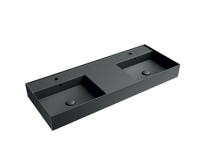 Waschbecken Unitop Twenty 121x46 cm doppeltes Becken Schwarz matt | IperCeramica Waschbecken Unitop Twenty 121x46 cm doppeltes Becken Schwarz matt | IperCeramica