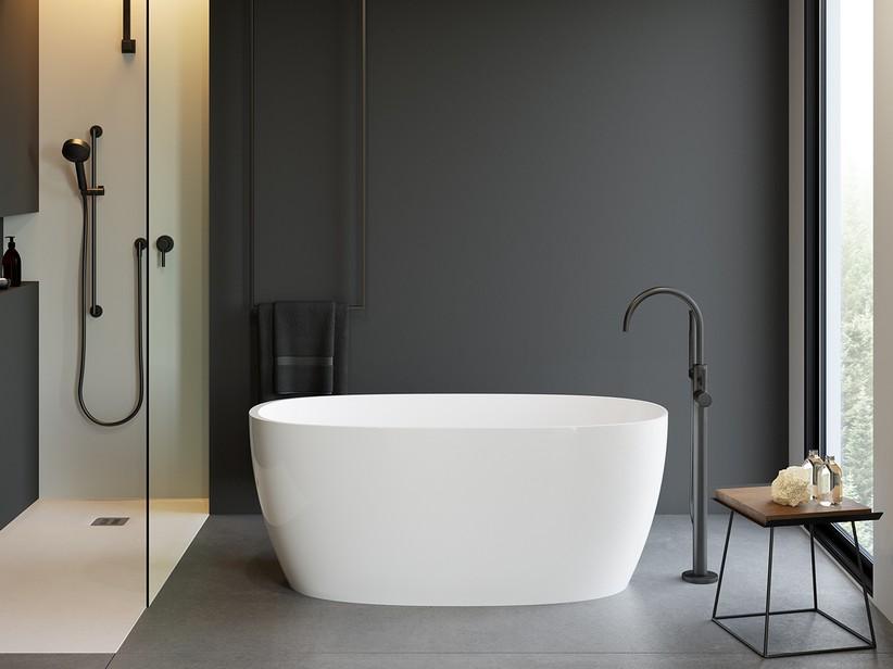 Freistehende Badewanne Ginevra 150x70 cm mit Überlauf aus glänzend weißem Harz | IperCeramica Freistehende Badewanne Ginevra 150x70 cm mit Überlauf aus glänzend weißem Harz | IperCeramica