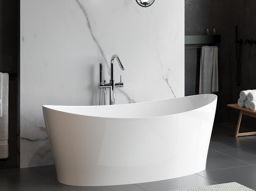 Freistehende Badewanne Zurigo 160x71 cm ohne Überlauf aus glänzend weißem Harz | IperCeramica Freistehende Badewanne Zurigo 160x71 cm ohne Überlauf aus glänzend weißem Harz | IperCeramica