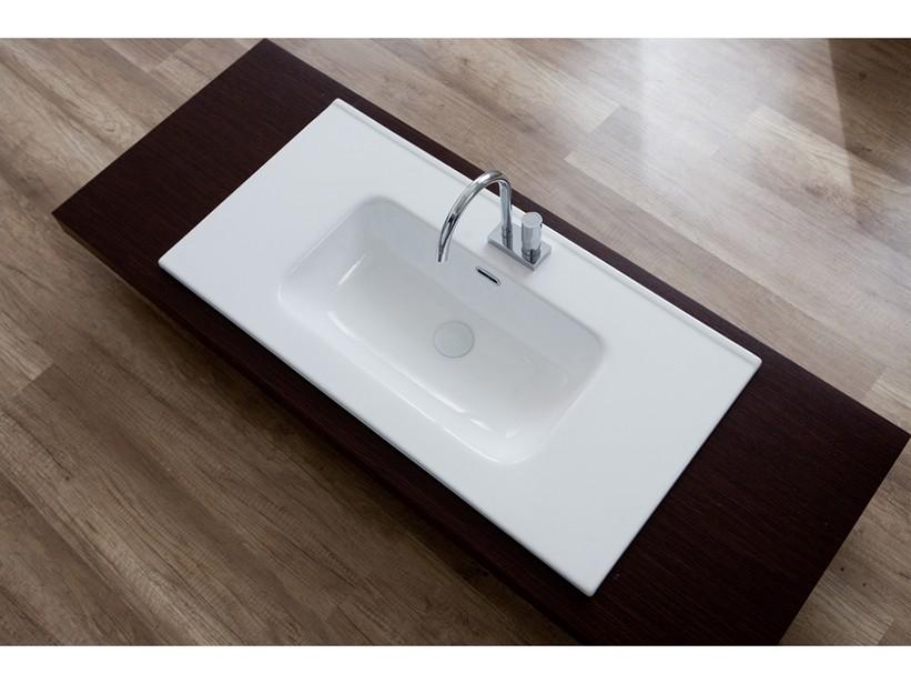 Integriertes Waschbecken Unitop Andy 81x46,5 cm aus Keramik Weiss glänzend | IperCeramica Integriertes Waschbecken Unitop Andy 81x46,5 cm aus Keramik Weiss glänzend | IperCeramica