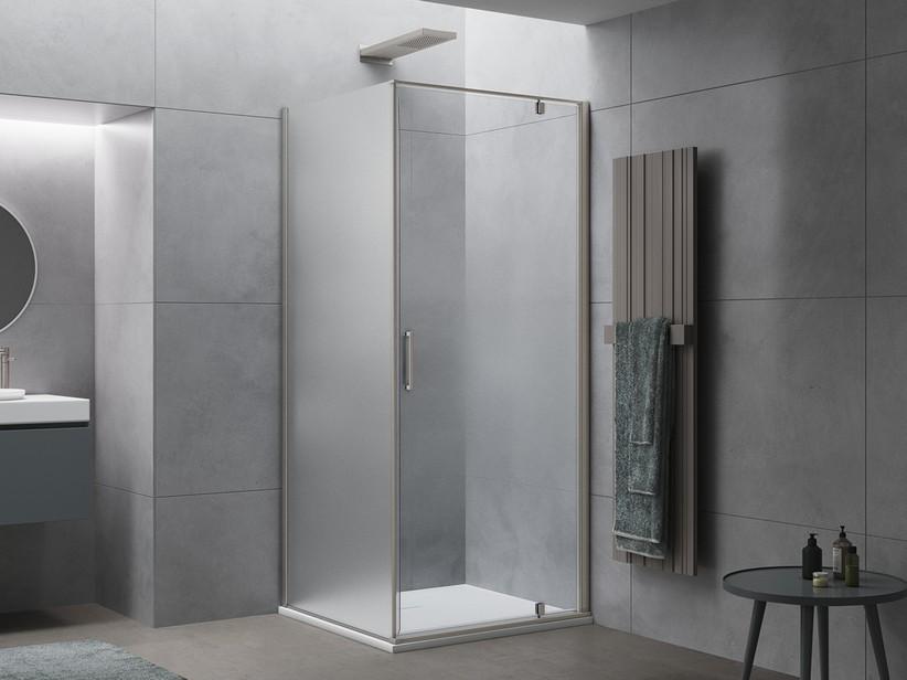 Duschkabine Dado 70x70 H200 Erw 68/70-68/70 Schwingtür rechts fester Teil satin. Kristallglas Prof. gebürsteter Edelstahloptik | IperCeramica Duschkabine Dado 70x70 H200 Erw 68/70-68/70 Schwingtür rechts fester Teil satin. Kristallglas Prof. gebürsteter Edelstahloptik | IperCeramica