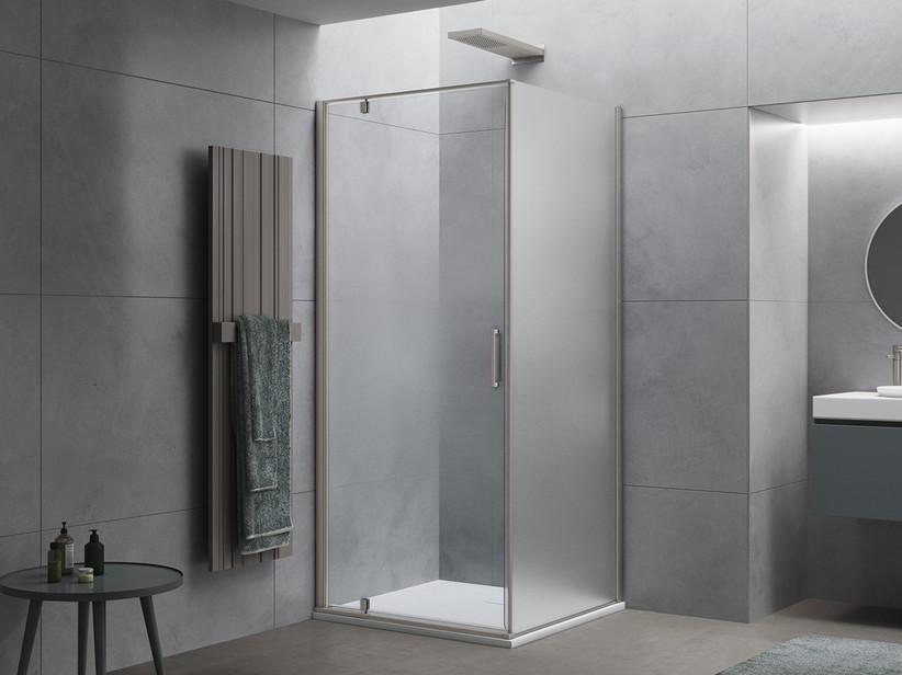 Duschkabine Dado 70x70 H200 Erw 68/70-68/70 Schwingtür links fester Teil satin. Kristallglas Prof. gebürsteter Edelstahloptik | IperCeramica Duschkabine Dado 70x70 H200 Erw 68/70-68/70 Schwingtür links fester Teil satin. Kristallglas Prof. gebürsteter Edelstahloptik | IperCeramica