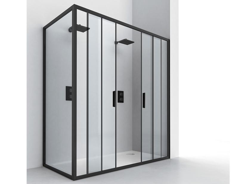 ECKDUSCHKABINE NICE 170x70 H195 Erw 167/171 - 66,5/70,5 cm SCHIEBETÜREN FESTER SEITENWAND GLASSTÄRKE 6 mm TRANSP SCHWARZ MATT | IperCeramica ECKDUSCHKABINE NICE 170x70 H195 Erw 167/171 - 66,5/70,5 cm SCHIEBETÜREN FESTER SEITENWAND GLASSTÄRKE 6 mm TRANSP SCHWARZ MATT | IperCeramica