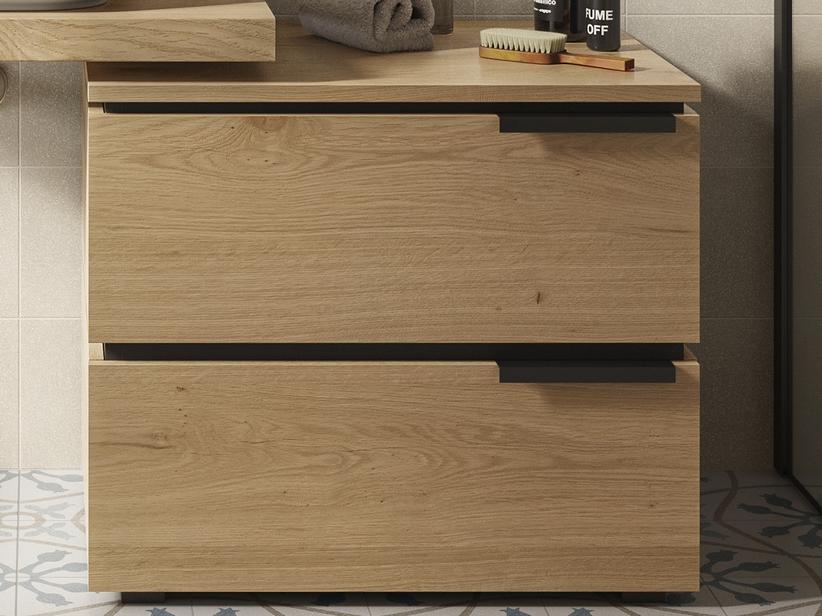 Standkommode OXYGEN 70 cm 2 Schubladen und Eichenplatte mit Knorren | IperCeramica Standkommode OXYGEN 70 cm 2 Schubladen und Eichenplatte mit Knorren | IperCeramica