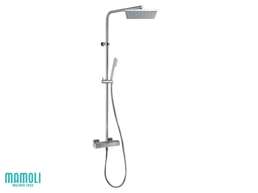 Duschsäule Feel mit Thermostatarmatur und quadratischem Duschkopf Chrom | IperCeramica Duschsäule Feel mit Thermostatarmatur und quadratischem Duschkopf Chrom | IperCeramica