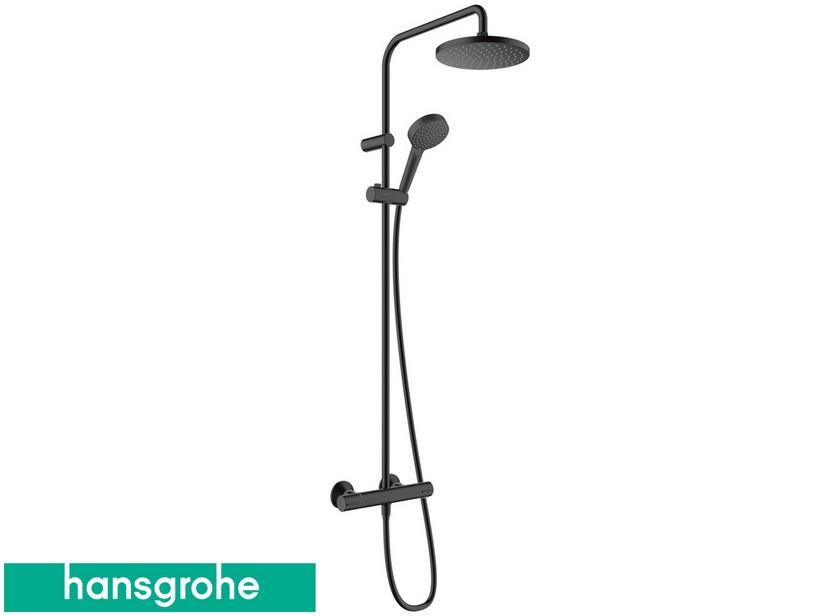 Duschgarnitur Hansgrohe® Vernis Blend mit Thermostatarmaturen und rundem Duschkopf Ø200 Schwarz | IperCeramica Duschgarnitur Hansgrohe® Vernis Blend mit Thermostatarmaturen und rundem Duschkopf Ø200 Schwarz | IperCeramica