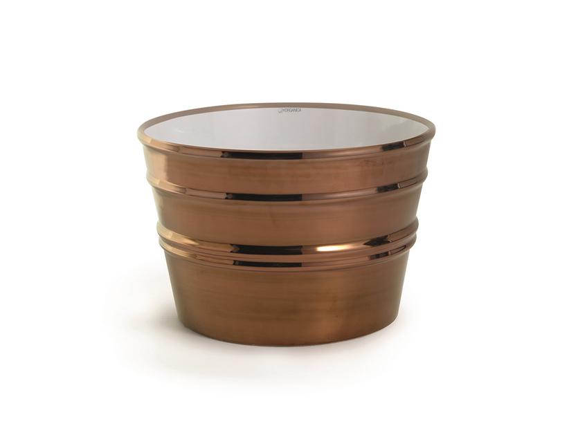 Hänge-/Aufsatzwaschbecken Bacile Midi cm Ø38 H24 aus glänzender kupferroter Keramik | IperCeramica Hänge-/Aufsatzwaschbecken Bacile Midi cm Ø38 H24 aus glänzender kupferroter Keramik | IperCeramica