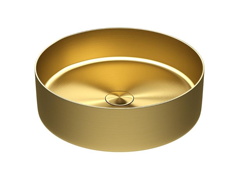 Rundes Aufsatzwaschbecken Steel aus Edelstahl mit Oberflächenausführung aus PVD Gold Satiniert | IperCeramica Rundes Aufsatzwaschbecken Steel aus Edelstahl mit Oberflächenausführung aus PVD Gold Satiniert | IperCeramica
