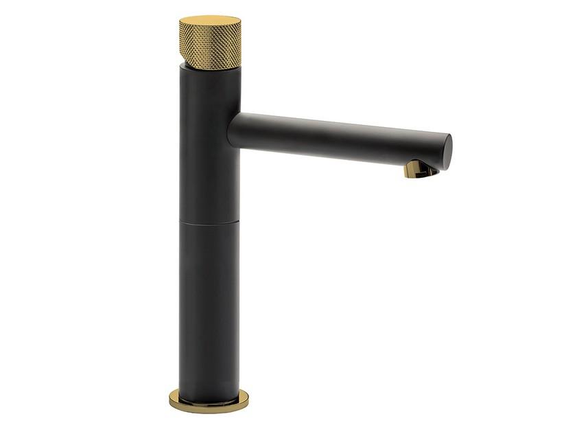 Einhebelmischer für Waschbecken Dalila Hoher Auslauf Mattschwarz mit PVD-Einsätzen Gold-satiniert | IperCeramica Einhebelmischer für Waschbecken Dalila Hoher Auslauf Mattschwarz mit PVD-Einsätzen Gold-satiniert | IperCeramica