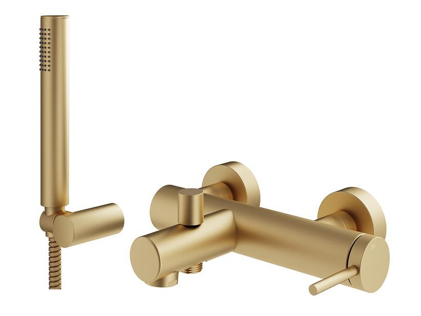Armatur für Badewanne an der Wand Stelo mit Handbrause Satiniertes Gold | IperCeramica Armatur für Badewanne an der Wand Stelo mit Handbrause Satiniertes Gold | IperCeramica