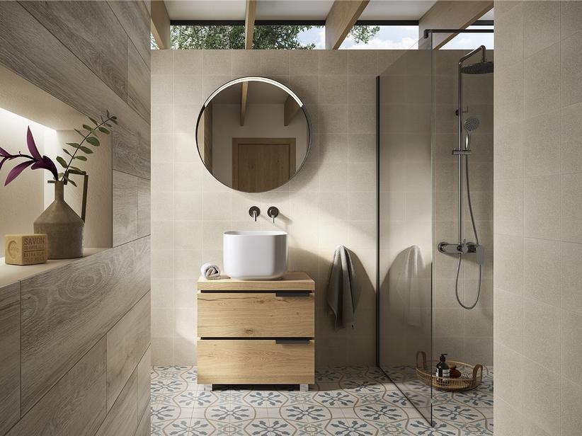 Standbadmöbel OXYGEN 70 cm H5 2 Schubladen und 4,5 cm dicke Eichenholzplatte mit Knorren | IperCeramica Standbadmöbel OXYGEN 70 cm H5 2 Schubladen und 4,5 cm dicke Eichenholzplatte mit Knorren | IperCeramica