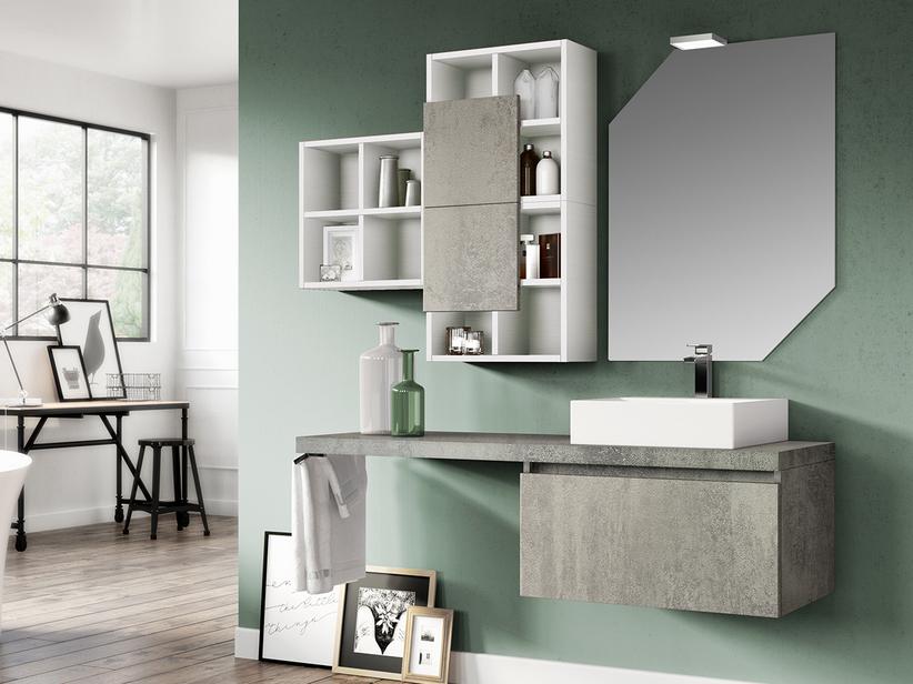 BADMÖBEL QUBO 140 cm MIT EINER SCHUBLADE 100 CM MIT PLATTE OXID GRAU | IperCeramica BADMÖBEL QUBO 140 cm MIT EINER SCHUBLADE 100 CM MIT PLATTE OXID GRAU | IperCeramica