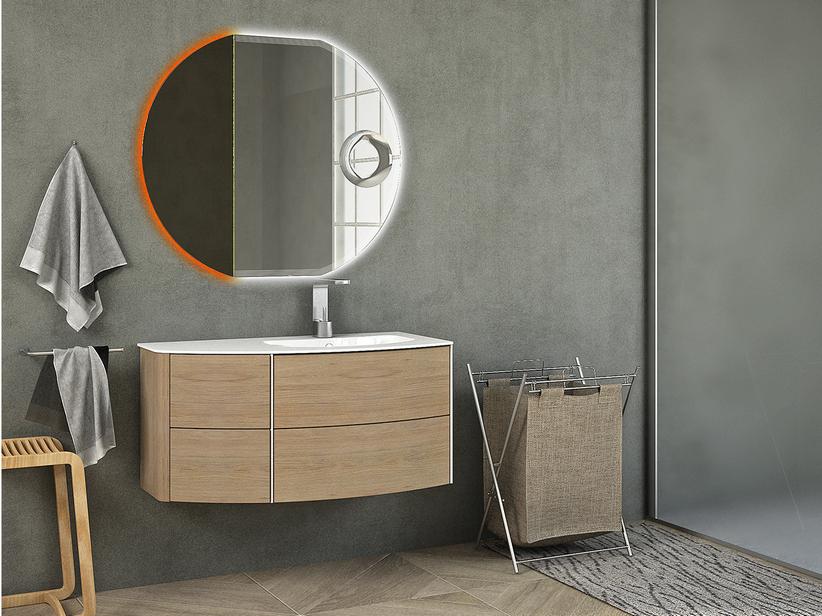 Badmöbel Olas 91cm Rechts Unterbau und integriertes Waschbecken Eiche Tabak | IperCeramica Badmöbel Olas 91cm Rechts Unterbau und integriertes Waschbecken Eiche Tabak | IperCeramica