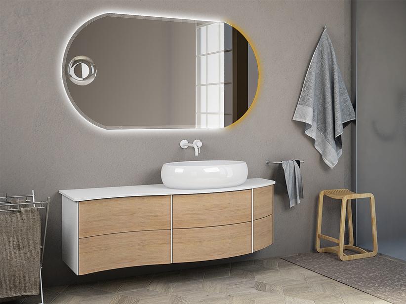 Badmöbel Olas 152 rechts Unterteil und Platte Eiche Tabak | IperCeramica Badmöbel Olas 152 rechts Unterteil und Platte Eiche Tabak | IperCeramica