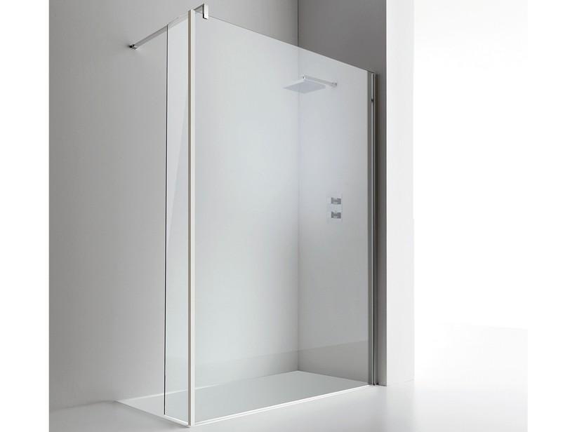 Walk-in-Dusche Plano 100 cm H 200 Erw 96,2/98,2 mit fester Spritzschutzwand Glasstärke 8 mm Transparent Chrom | IperCeramica Walk-in-Dusche Plano 100 cm H 200 Erw 96,2/98,2 mit fester Spritzschutzwand Glasstärke 8 mm Transparent Chrom | IperCeramica