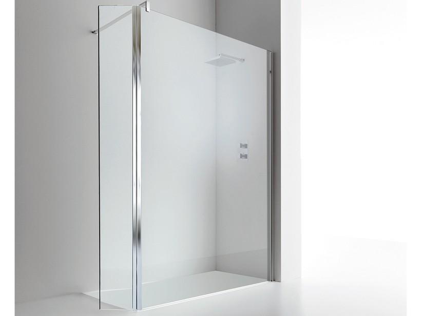 Walk-in-Dusche Plano 149 cm H 200 Erw 147/149 mit beweglicher Spritzschutzwand Glasstärke 6 mm Transparent Chrom | IperCeramica Walk-in-Dusche Plano 149 cm H 200 Erw 147/149 mit beweglicher Spritzschutzwand Glasstärke 6 mm Transparent Chrom | IperCeramica
