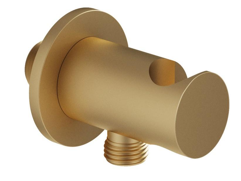 Wasseranschluss STELO Duplex rund mit Duschhalterung Messing, satiniertes Gold | IperCeramica Wasseranschluss STELO Duplex rund mit Duschhalterung Messing, satiniertes Gold | IperCeramica