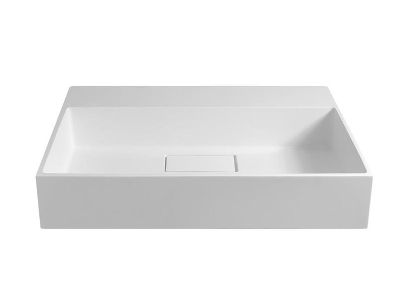 Waschbecken Unitop Eckig 70x48 cm Becken in der Mitte Gussmarmor mit gehämmerter Steinoptik Weiß | IperCeramica Waschbecken Unitop Eckig 70x48 cm Becken in der Mitte Gussmarmor mit gehämmerter Steinoptik Weiß | IperCeramica